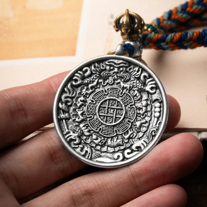 White Bronze Nine Palaces Bagua Talisman Pendant Details 08