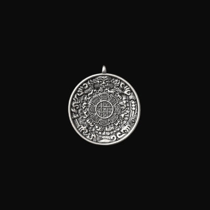 White Bronze Nine Palaces Bagua Talisman Pendant