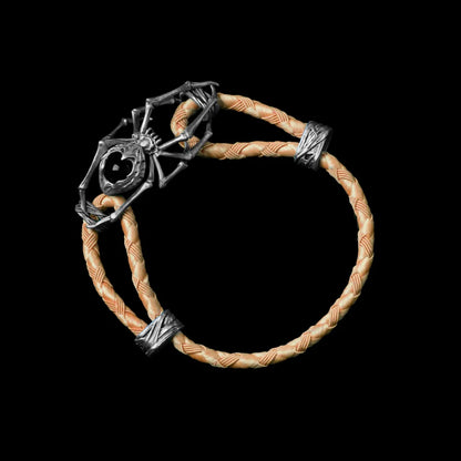 White Bronze Spider Rope Bracelet Braided Rope Beige