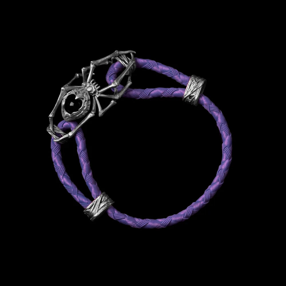 White Bronze Spider Rope Bracelet Braided Rope Purple