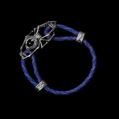 White Bronze Spider Rope Bracelet Braided Rope Vivid Blue