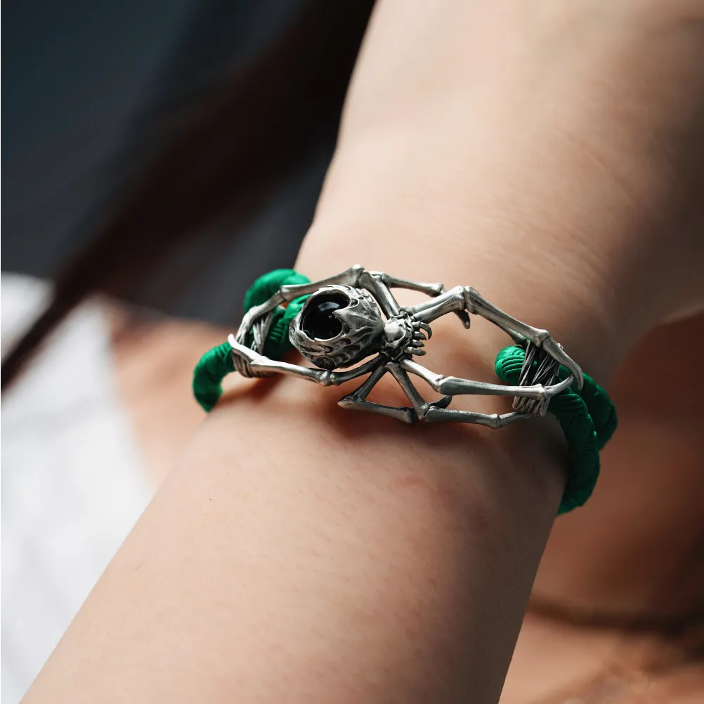 White Bronze Spider Rope Bracelet Details04