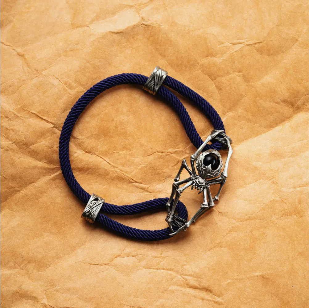 White Bronze Spider Rope Bracelet Details08