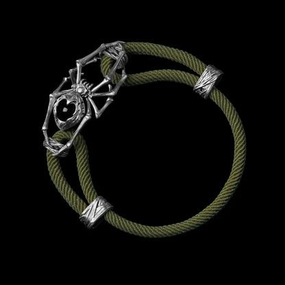 White Bronze Spider Rope Bracelet Milan Rope Army Green