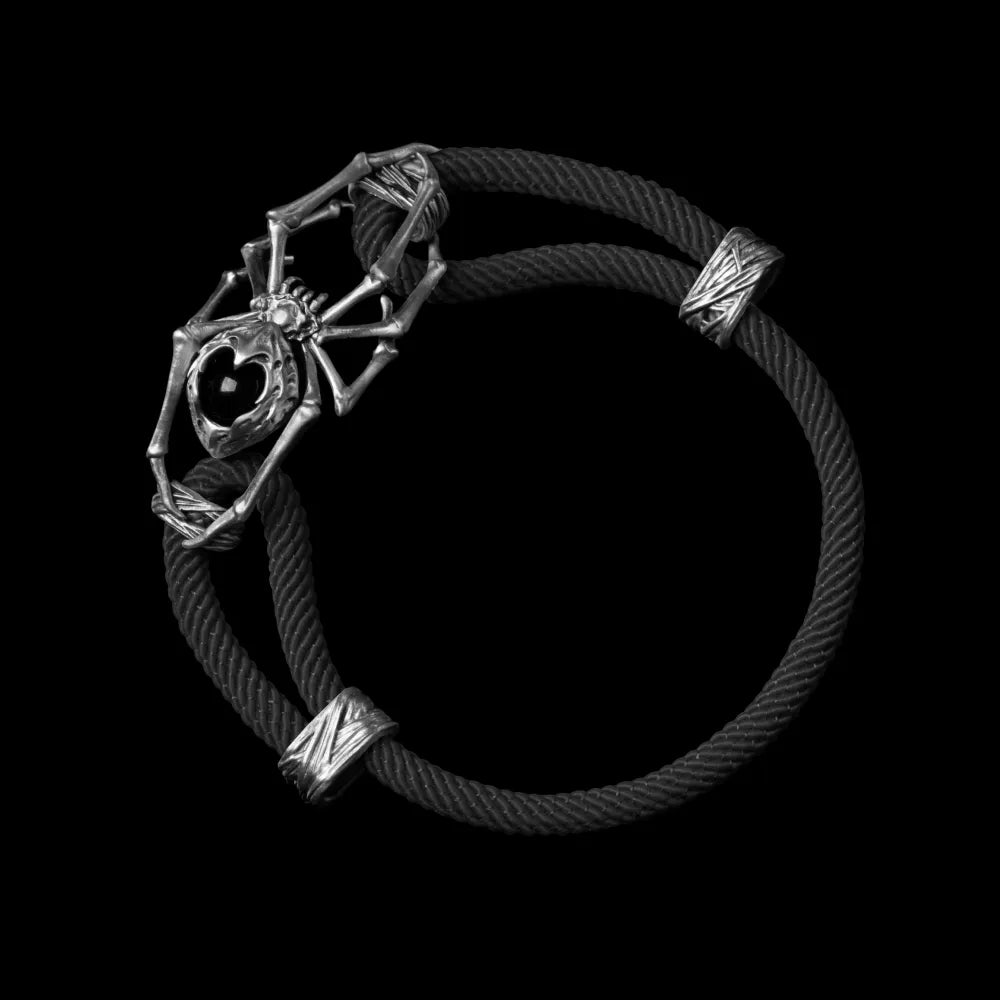 White Bronze Spider Rope Bracelet Milan Rope Black