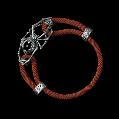 White Bronze Spider Rope Bracelet Milan Rope Dark Orange