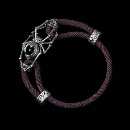 White Bronze Spider Rope Bracelet Milan Rope Dark Purple