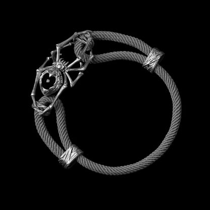 White Bronze Spider Rope Bracelet Milan Rope Gray