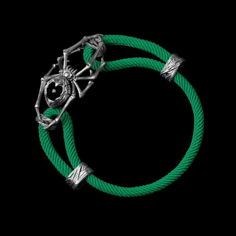 White Bronze Spider Rope Bracelet Milan Rope Green