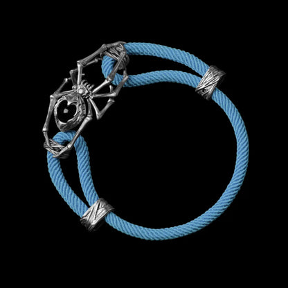 White Bronze Spider Rope Bracelet Milan Rope Light Blue