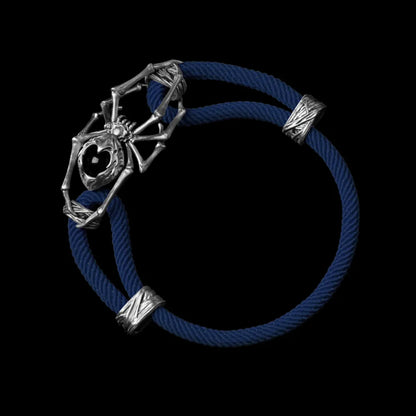 White Bronze Spider Rope Bracelet Milan Rope Navy Blue