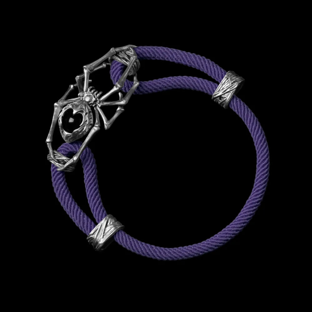 White Bronze Spider Rope Bracelet Milan Rope Purple