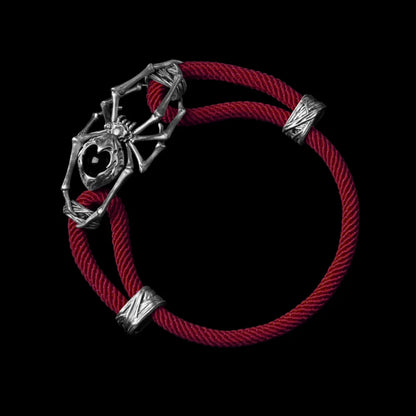 White Bronze Spider Rope Bracelet Milan Rope Red Velvet