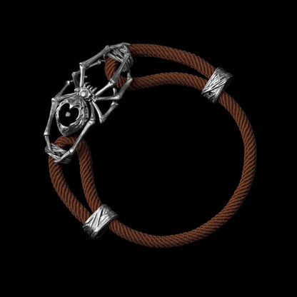 White Bronze Spider Rope Bracelet Milan Rope Reddish Brown