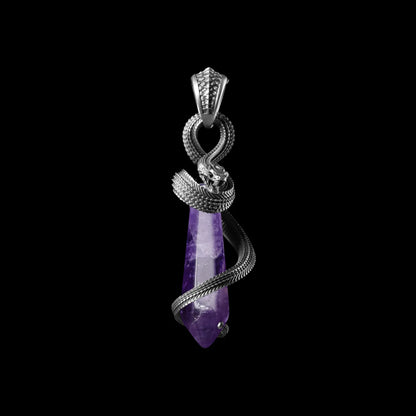 White Bronze Venom_ Heart Pendant Amethyst