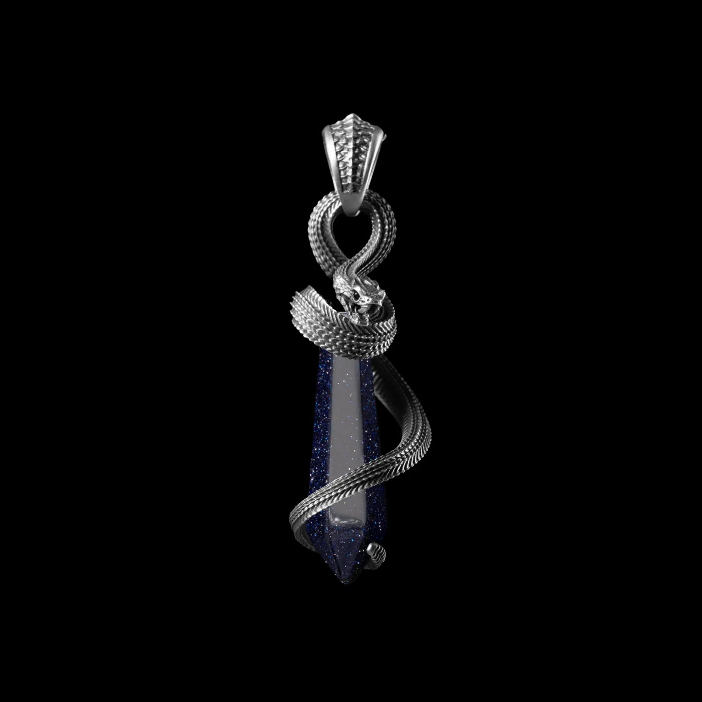 White Bronze Venom_ Heart Pendant Blue Sandstone
