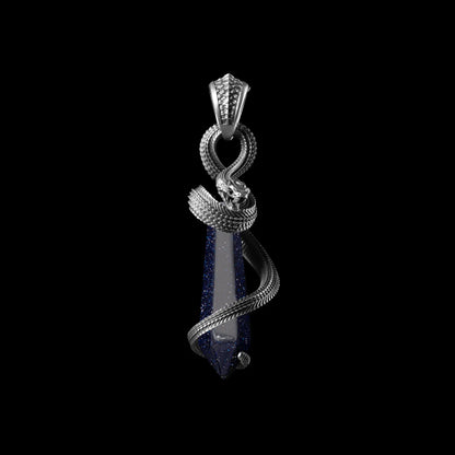 White Bronze Venom_ Heart Pendant Blue Sandstone