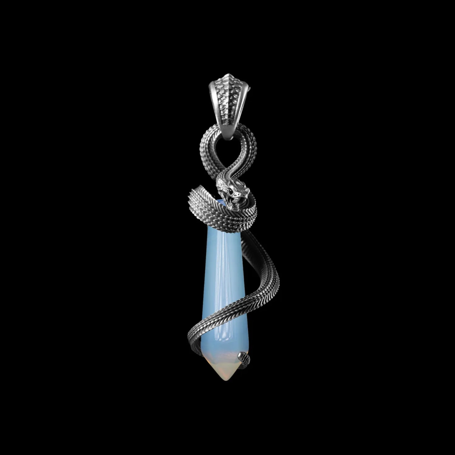 White Bronze Venom_ Heart Pendant Opal
