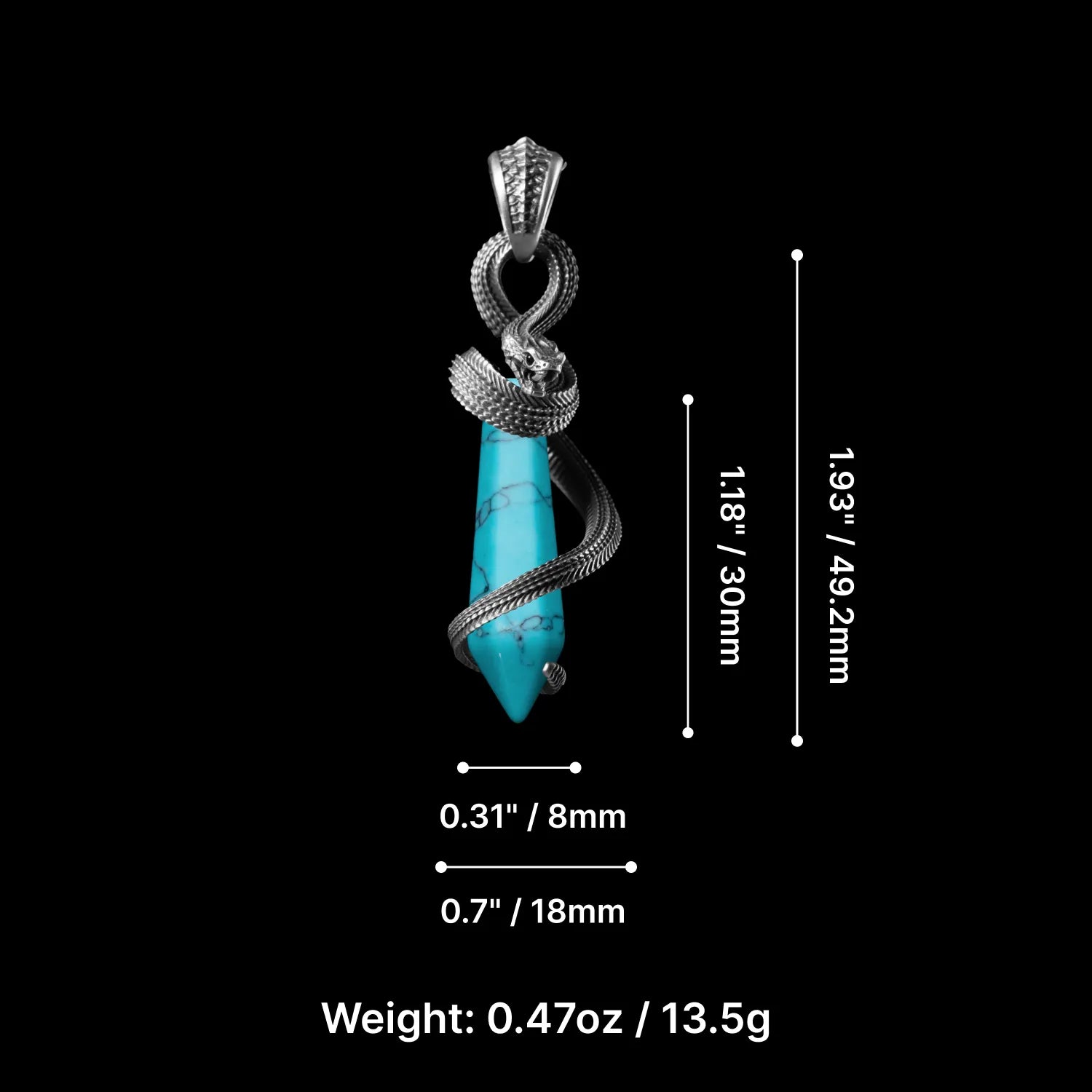 White Bronze Venoms Heart Pendant Parameter