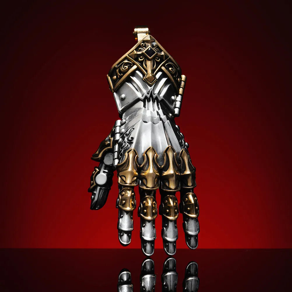 White Bronze With Brass Armored Mechanical Hand Details 03