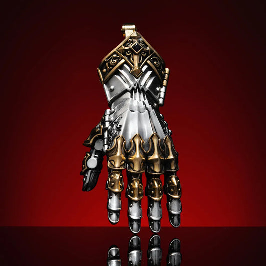 White Bronze With Brass Armored Mechanical Hand Details 03