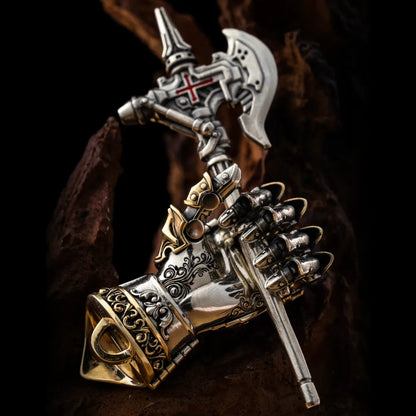 White Bronze With Brass Armored Mechanical Hand Details 04