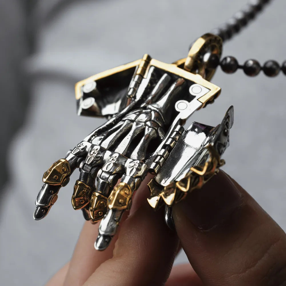 White Bronze With Brass Armored Mechanical Hand Details 05