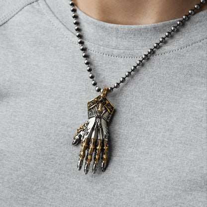 White Bronze With Brass Armored Mechanical Hand Details 06