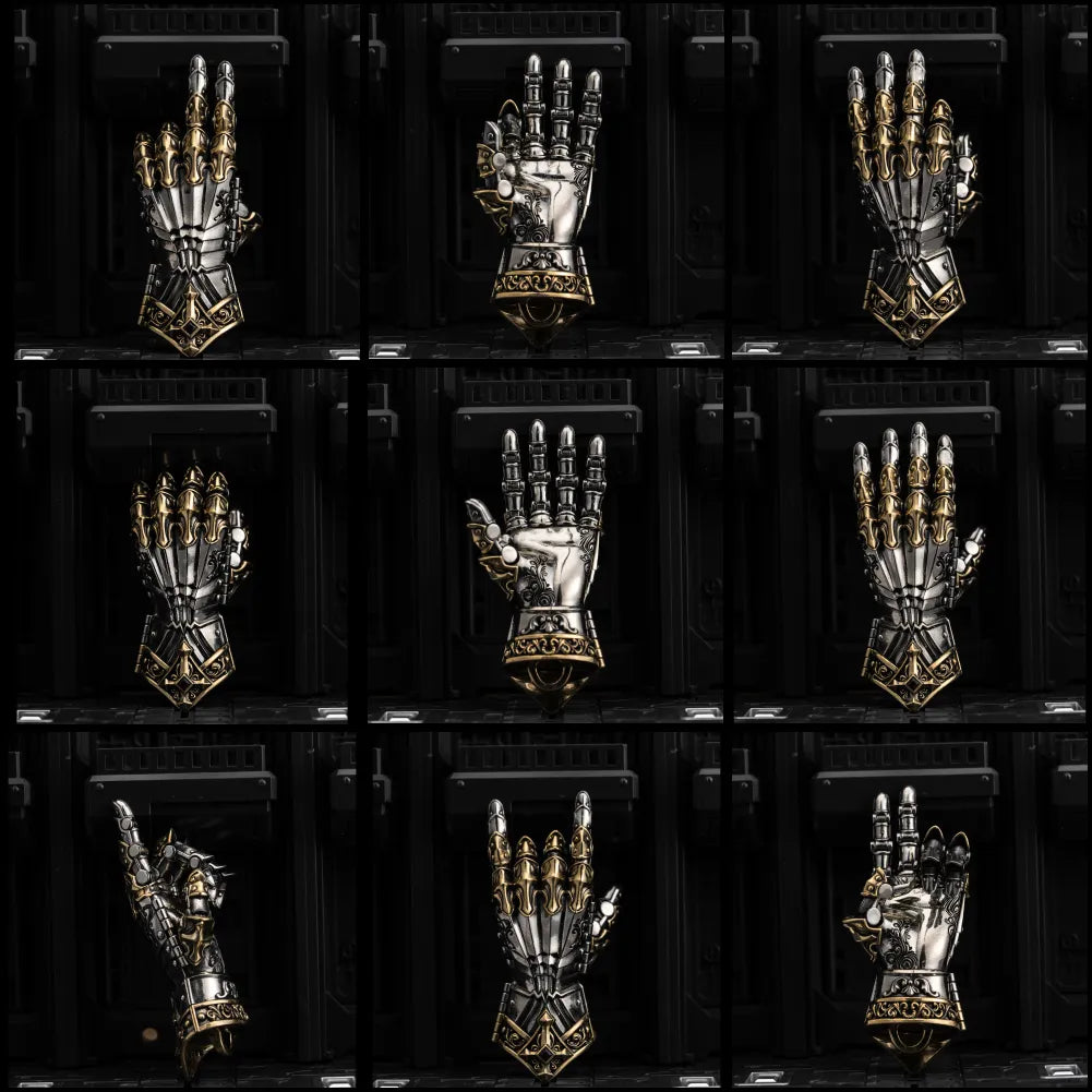 White Bronze With Brass Armored Mechanical Hand Details 07