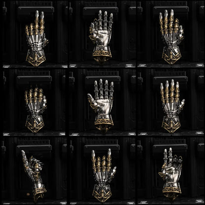 White Bronze With Brass Armored Mechanical Hand Details 07
