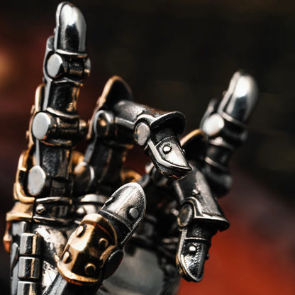 White Bronze With Brass Armored Mechanical Hand Details 11