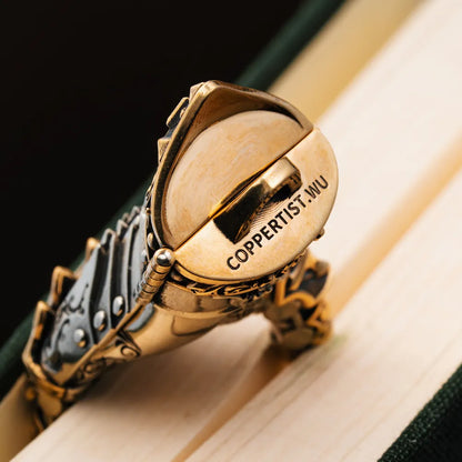 White Bronze With Brass Armored Mechanical Hand Details 13