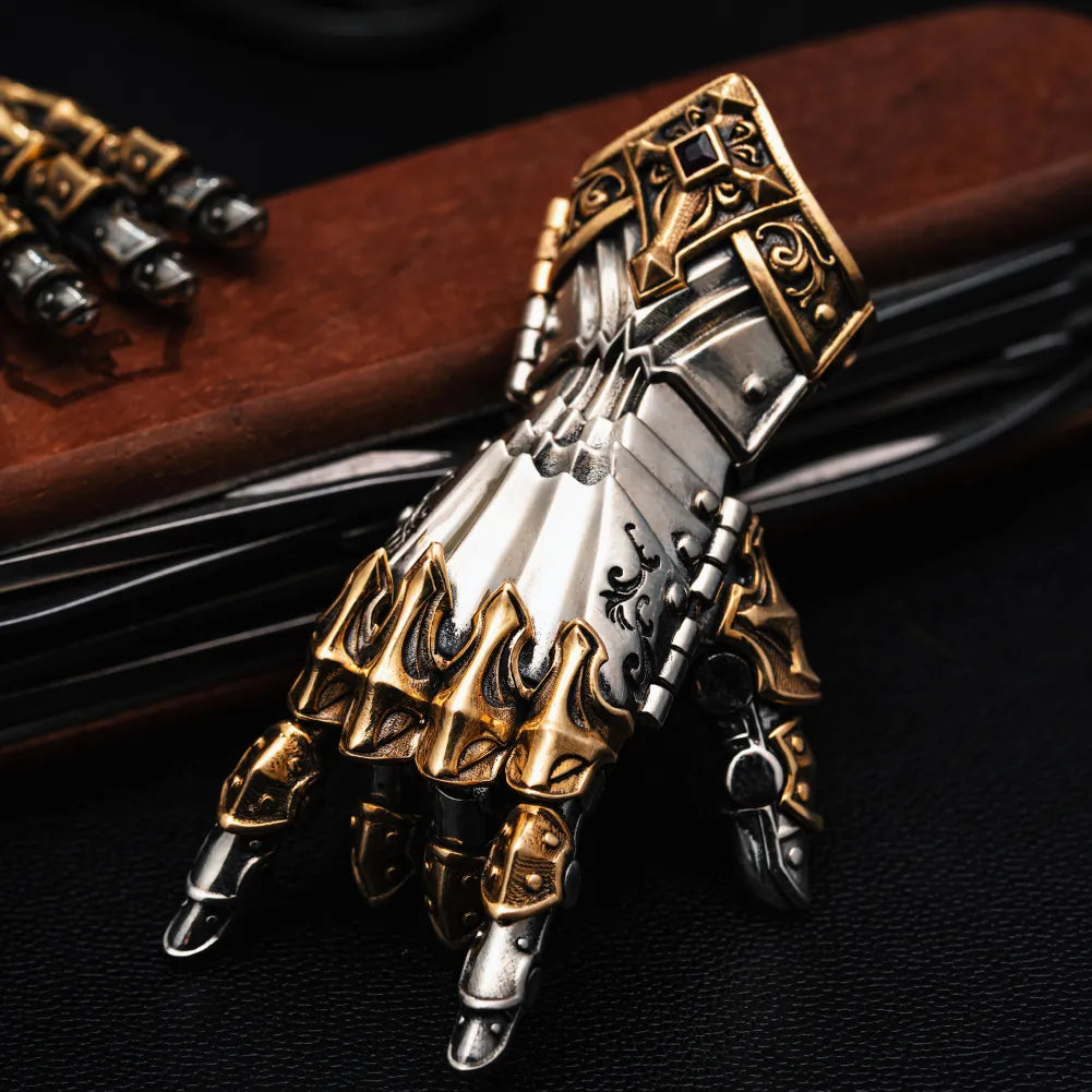 White Bronze With Brass Armored Mechanical Hand Right Details 02