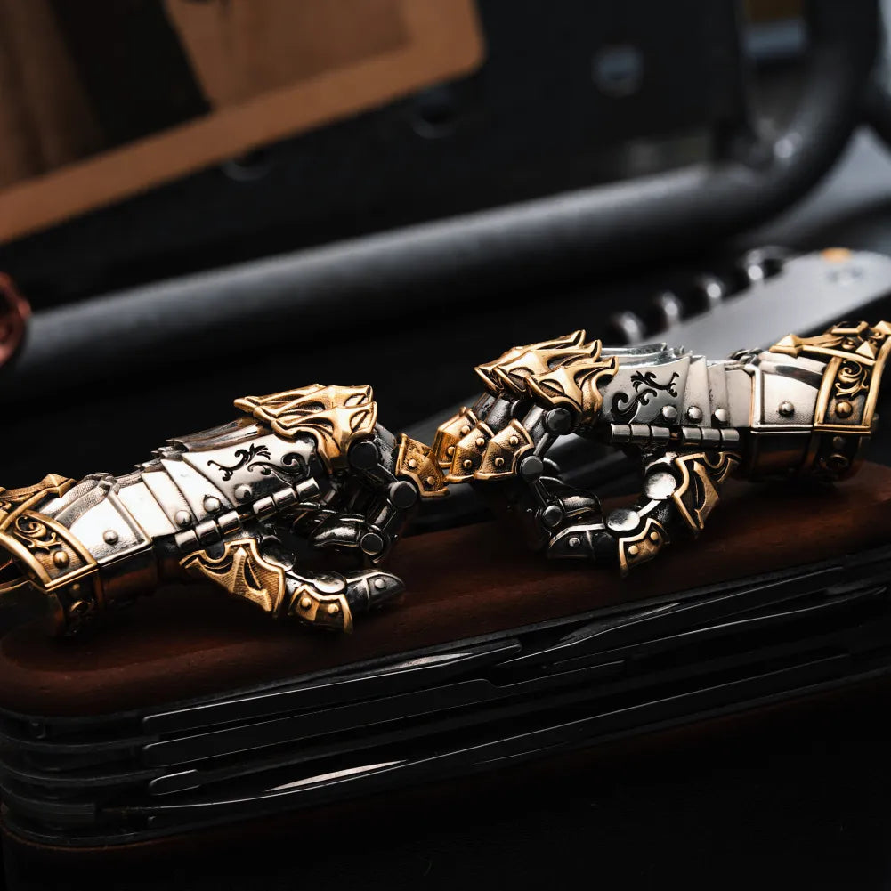 White Bronze With Brass Armored Mechanical Hand Right Details 04