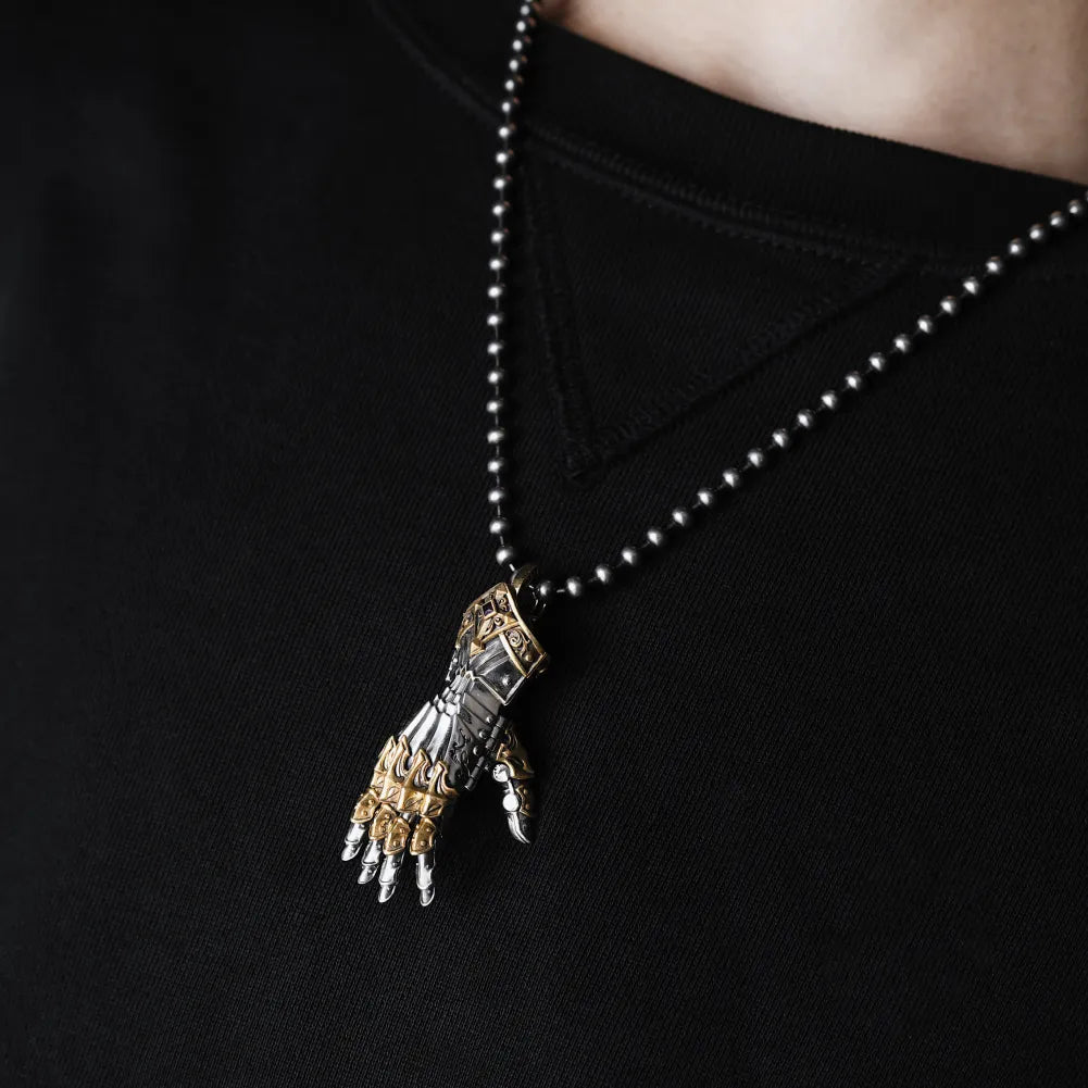 White Bronze With Brass Armored Mechanical Hand Right Details 05