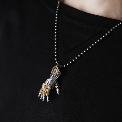 White Bronze With Brass Armored Mechanical Hand Right Details 05