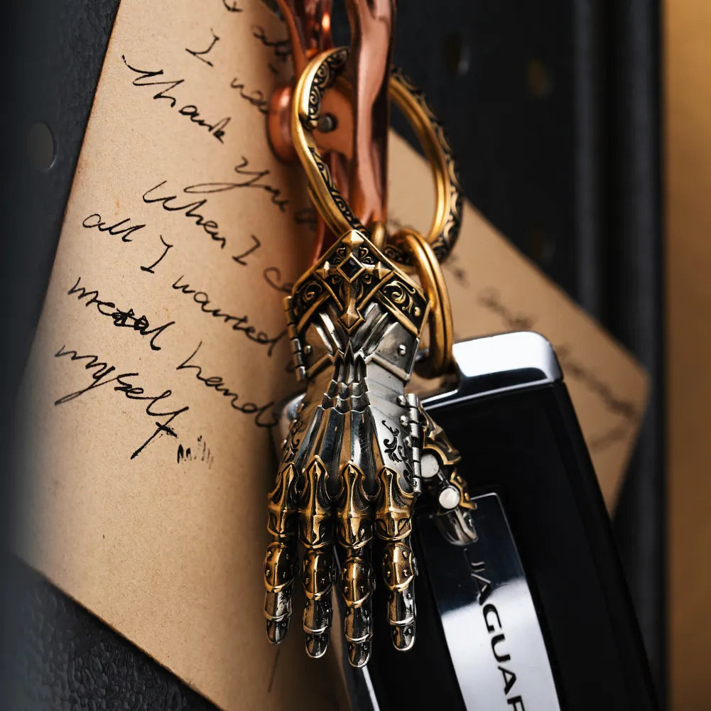 White Bronze With Brass Armored Mechanical Hand Right Details 06