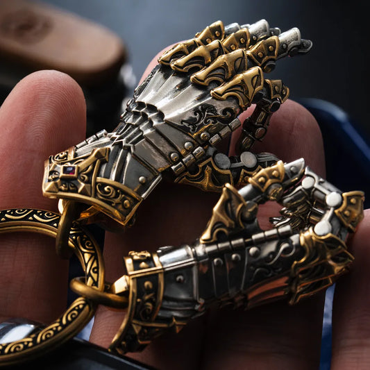 White Bronze With Brass Armored Mechanical Hand Right Details 07