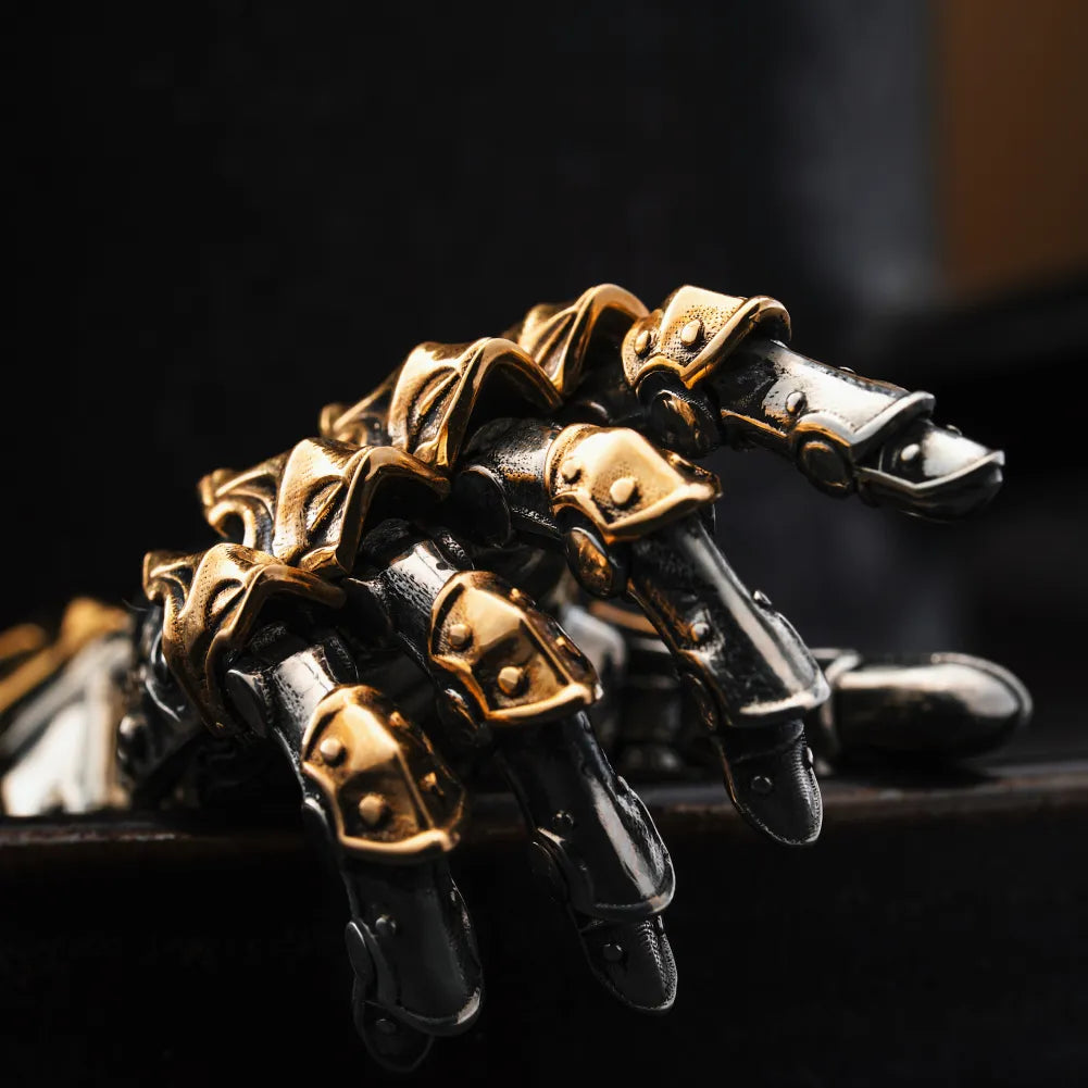 White Bronze With Brass Armored Mechanical Hand Right Details 08