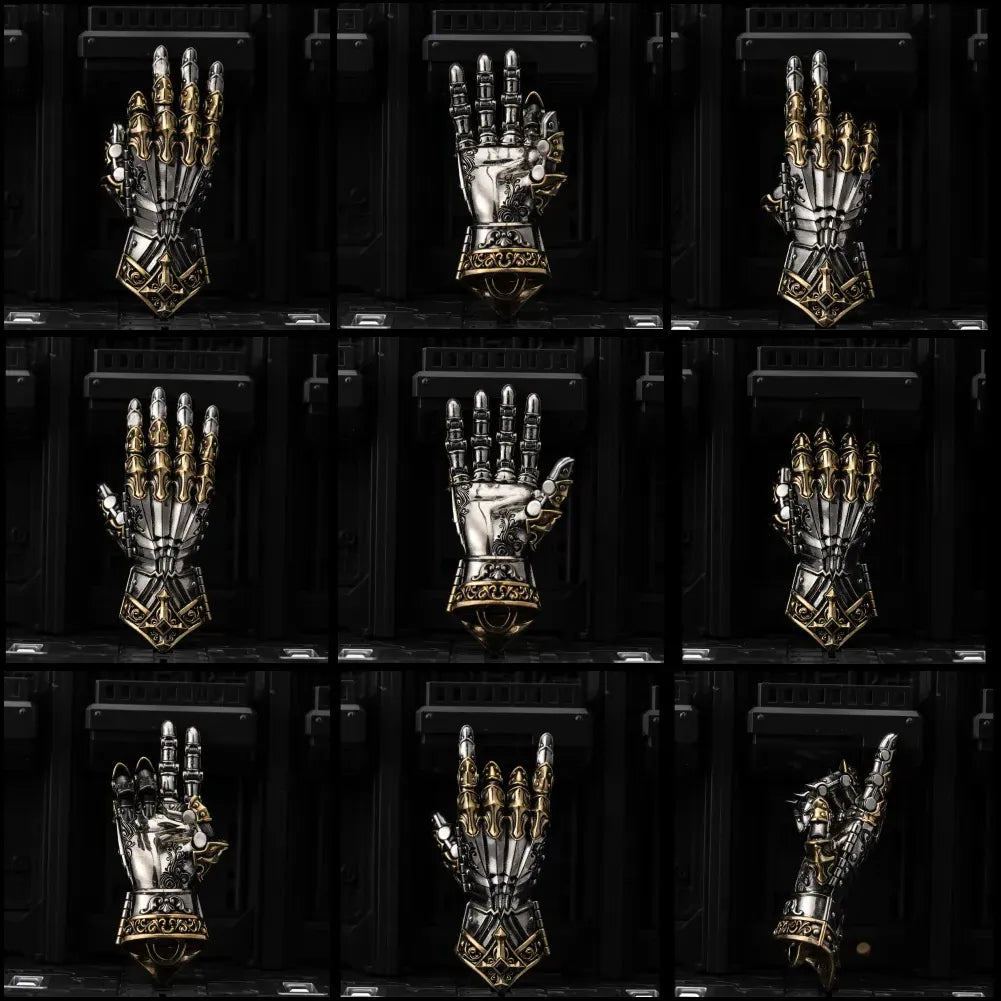 White Bronze With Brass Armored Mechanical Hand Right Details 09