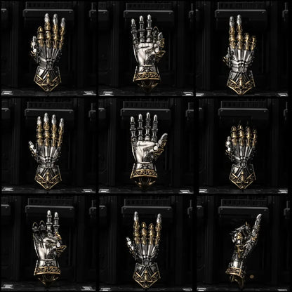 White Bronze With Brass Armored Mechanical Hand Right Details 09