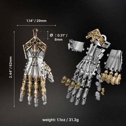 White Bronze With Brass Armored Mechanical Hand Right Details 10