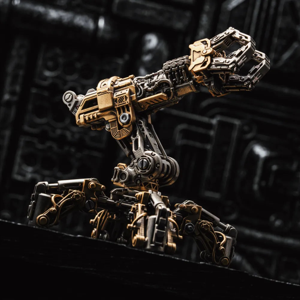 White Bronze With Brass Mechanical Arm Figurine Details 02