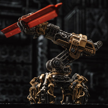 White Bronze With Brass Mechanical Arm Figurine Details 03