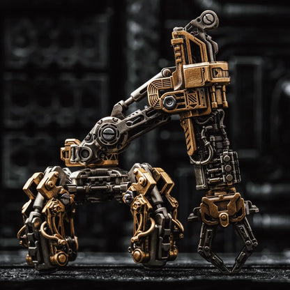 White Bronze With Brass Mechanical Arm Figurine Details 04