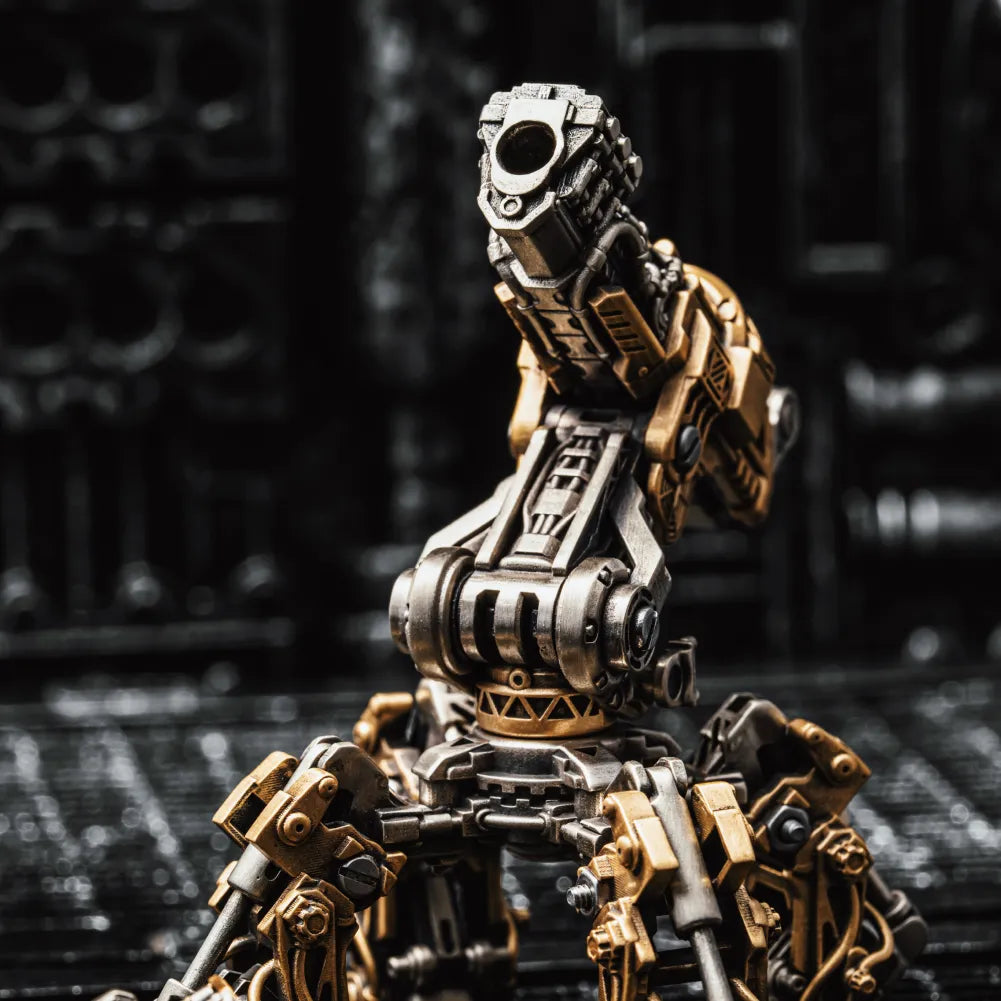 White Bronze With Brass Mechanical Arm Figurine Details 06