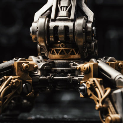 White Bronze With Brass Mechanical Arm Figurine Details 11