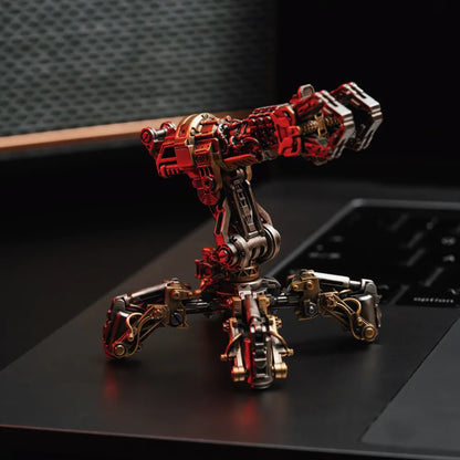 White Bronze With Brass Mechanical Arm Figurine Details 15