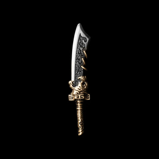 White Bronze With Brass Roaring Tiger Blade Details 01