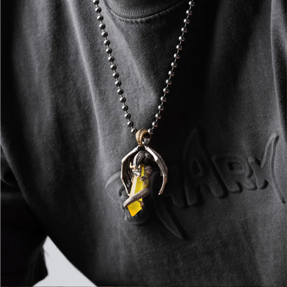 White Bronze With Brass Skybound Dragon Pendant Details 02